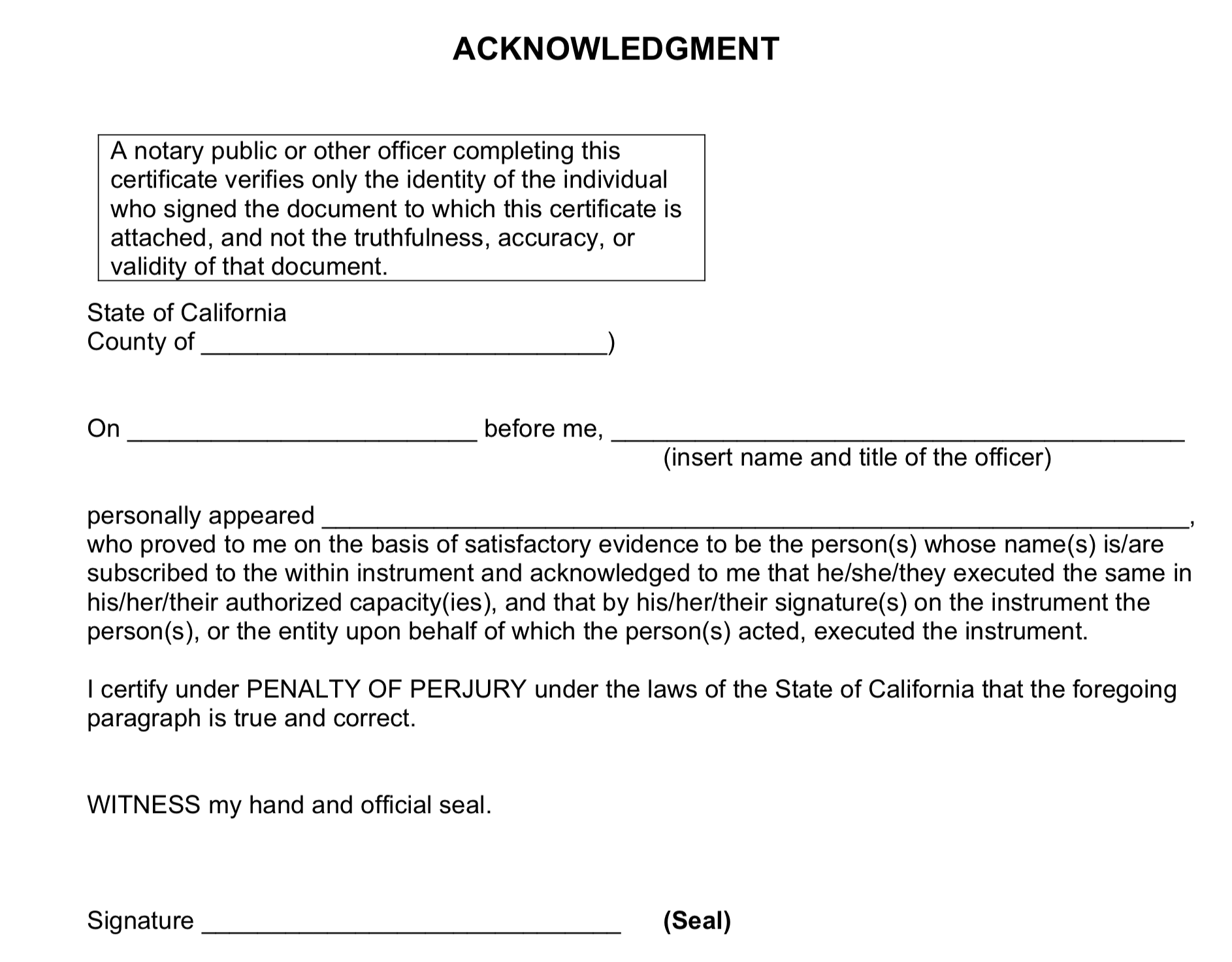 Notary acknowledgment