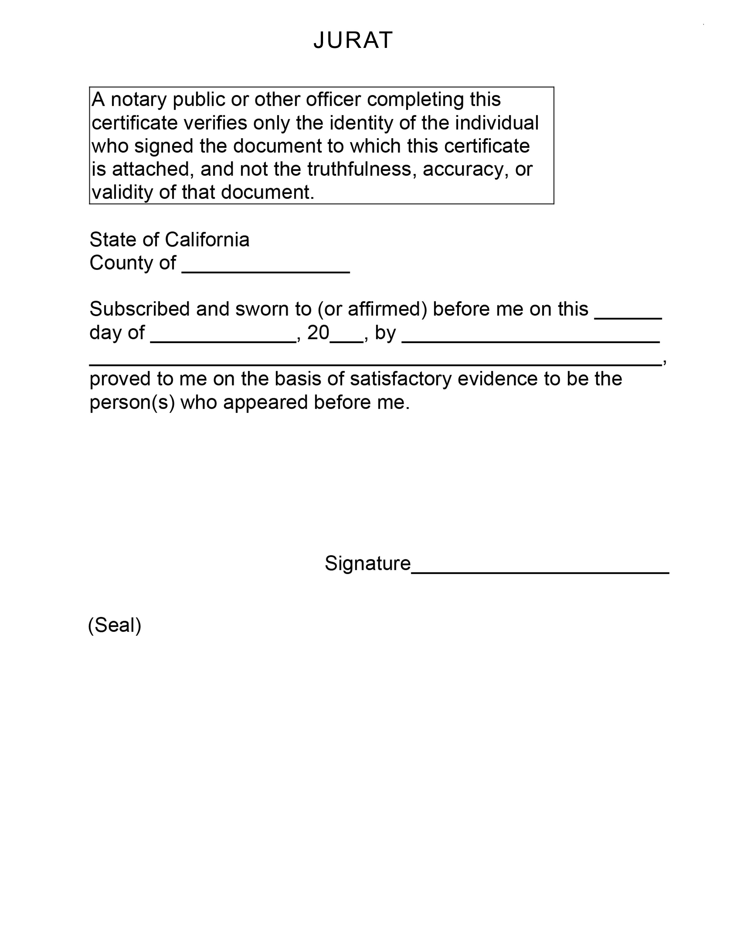 Certificates Download California Acknowledgment Jurat