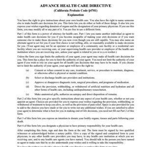 Advance Healthcare Directive Form