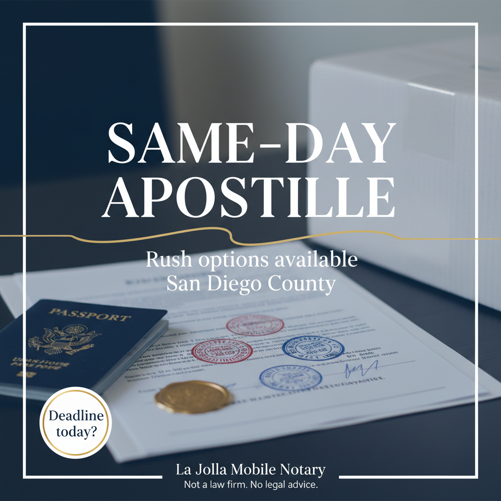 San Diego Mobile Notary and apostille 